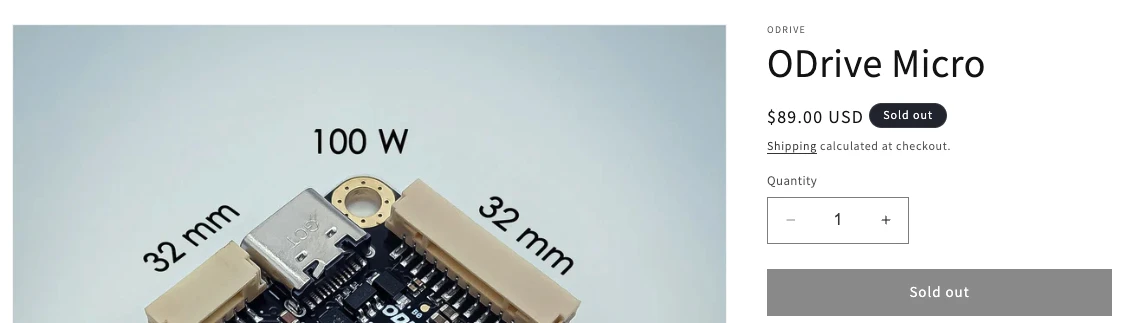 ODrive - ODrive Micro [[링크]](https://shop.odriverobotics.com/products/odrive-micro)