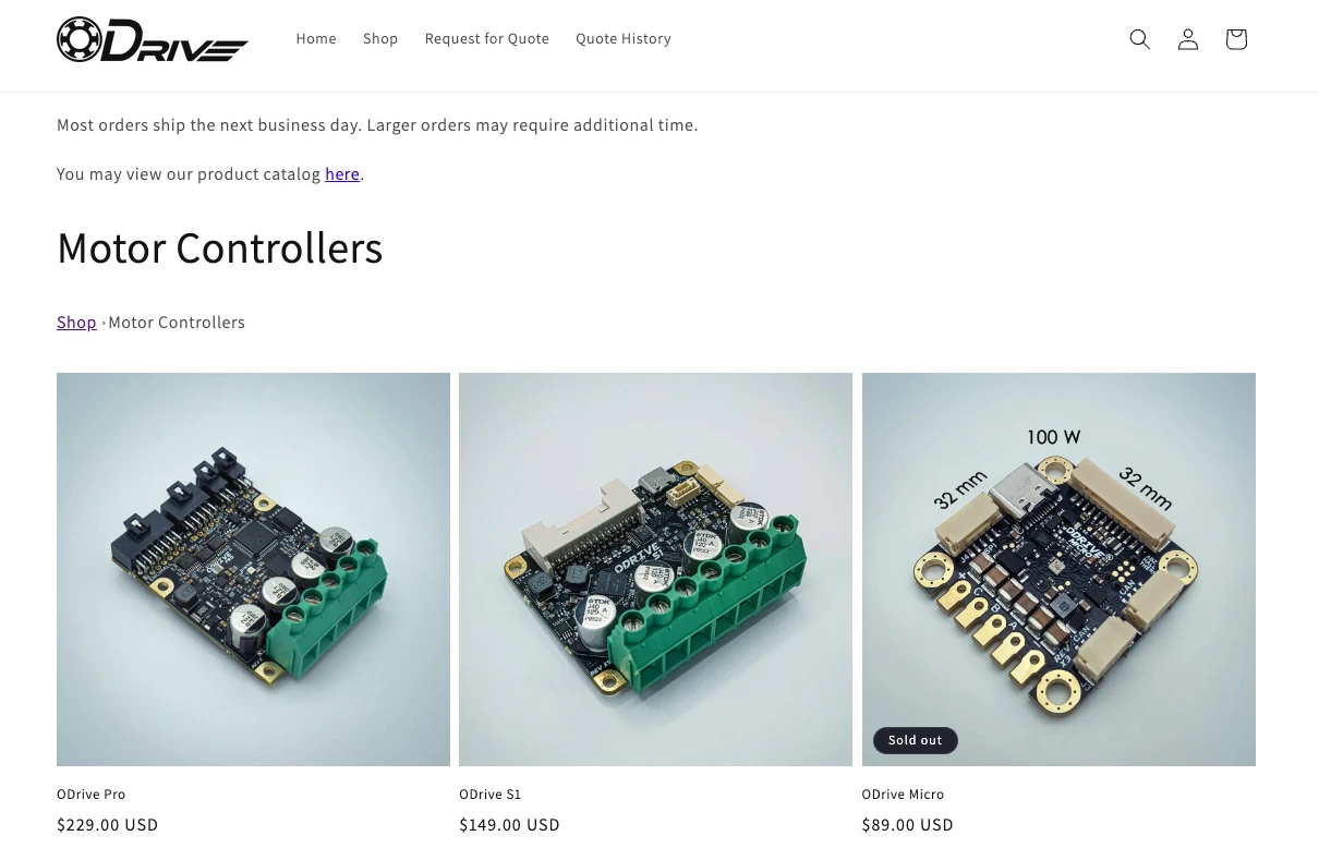 ODrive - Shop [[링크]](https://shop.odriverobotics.com/collections/motor-controllers)