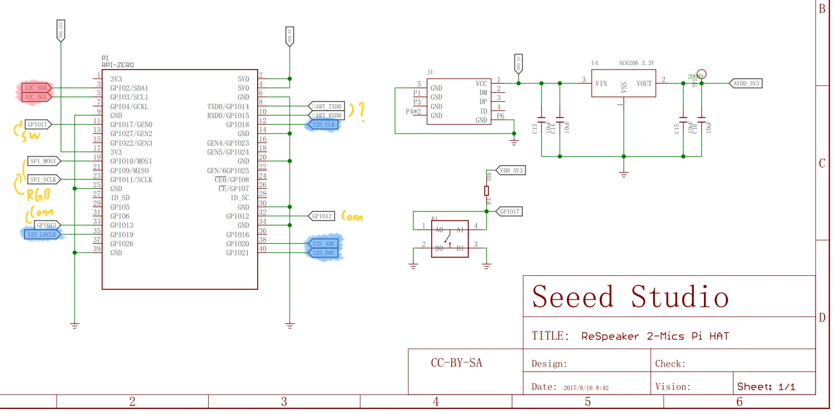 ReSpeaker 2-Mics Pi HAT Schematic - [(출처)](https://files.seeedstudio.com/wiki/MIC_HATv1.0_for_raspberrypi/src/ReSpeaker%202-Mics%20Pi%20HAT_SCH.pdf)