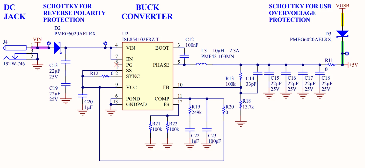 아두이노 우노 R4의 Schematic 중 전원부