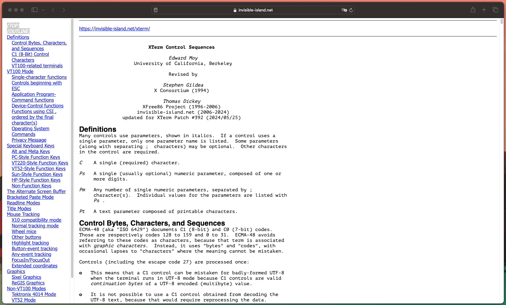 XTerm Control Sequences [[링크]](https://invisible-island.net/xterm/ctlseqs/ctlseqs.html)