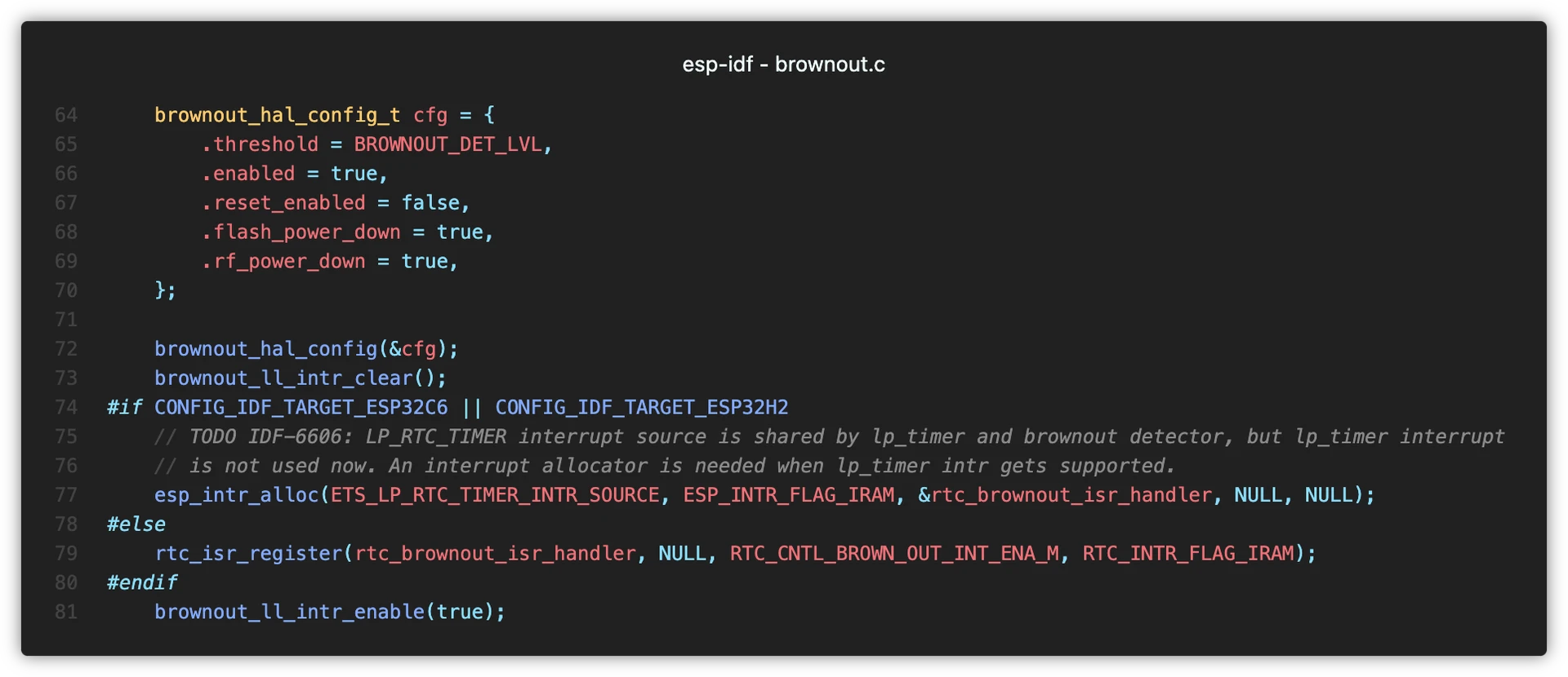 esp-idf/components/esp_system/port/brownout.c - esp_brownout_init() 함수 내부