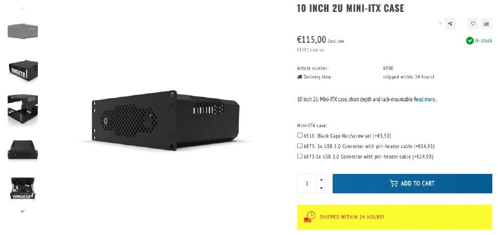 myelectronics의 완제품 10인치 랙 전용 ITX 메인보드 케이스