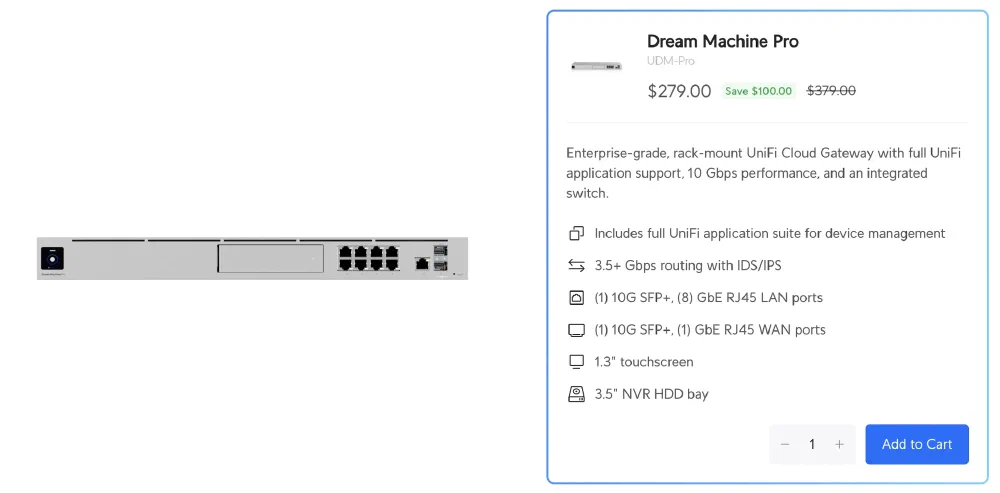 Dream Machine Pro - [[링크]](https://store.ui.com/us/en/pro/category/whats-new/products/udm-pro)