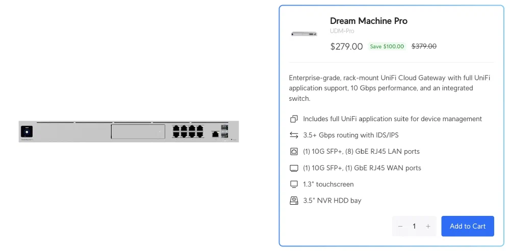 Dream Machine Pro - [[링크]](https://store.ui.com/us/en/pro/category/whats-new/products/udm-pro)