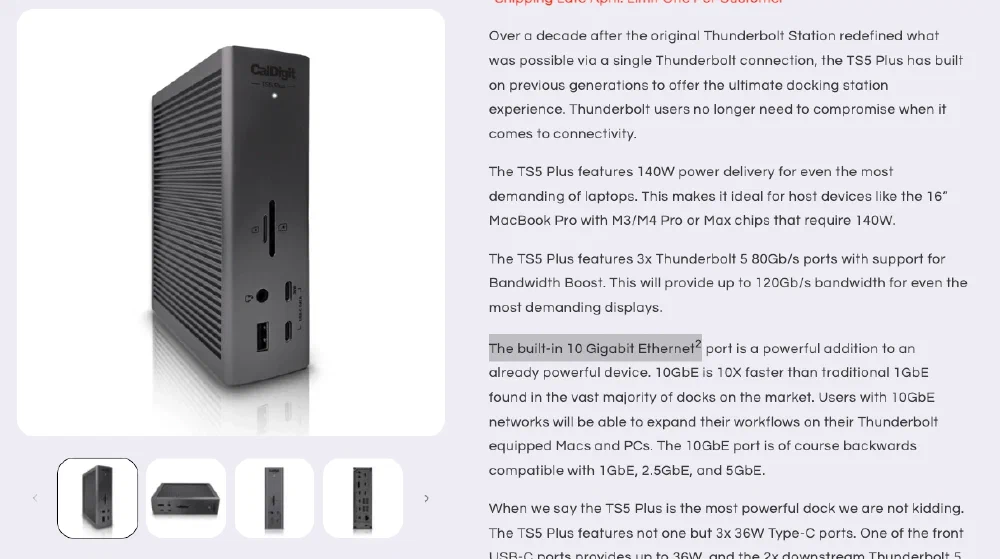 CalDigit - TS5 Plus [[링크]](https://us.caldigit.com/products/ts5-plus)