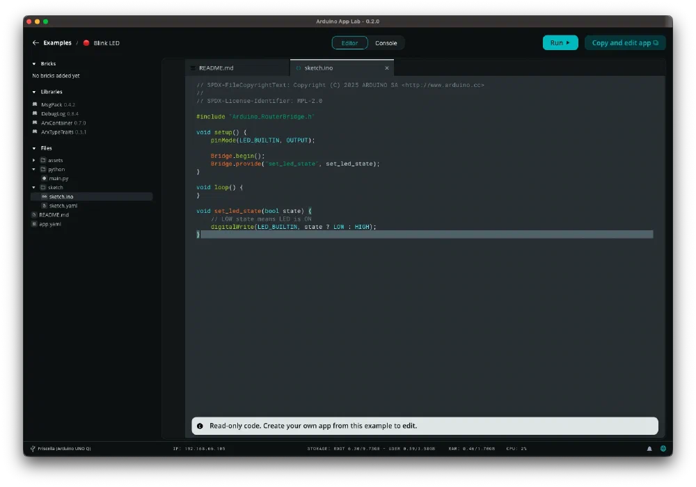Arduino App Lab 튜토리얼