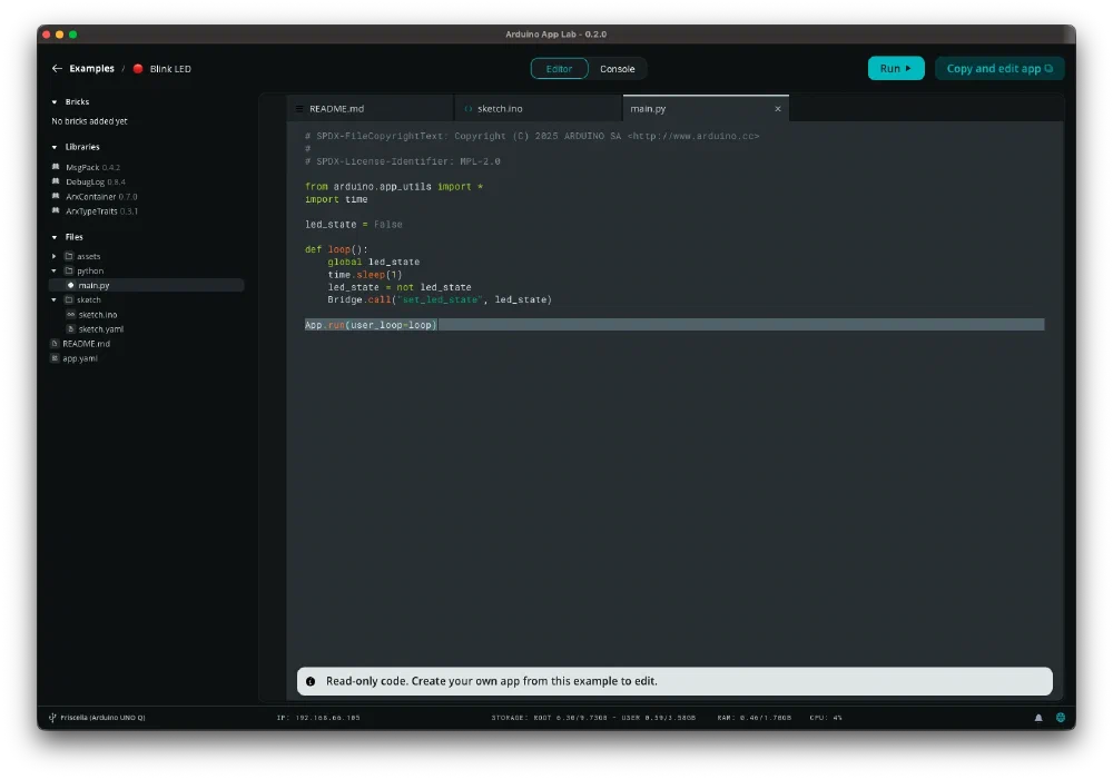 Arduino App Lab 튜토리얼