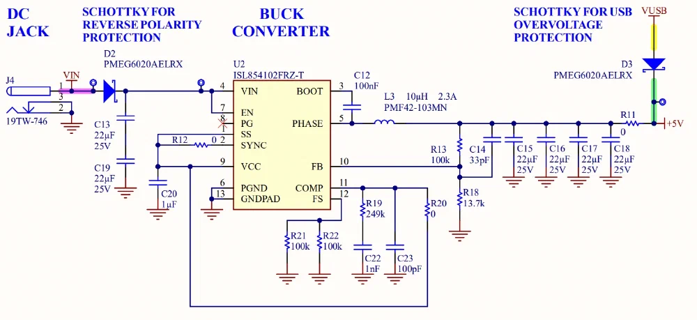 아두이노 우노 R4의 Schematic 중 전원부
