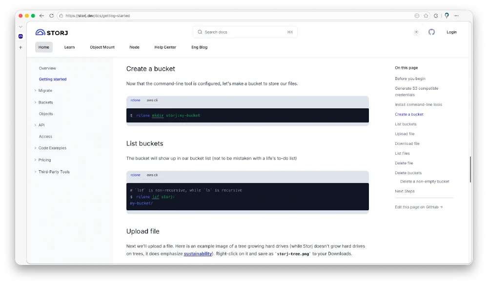 storj Getting started