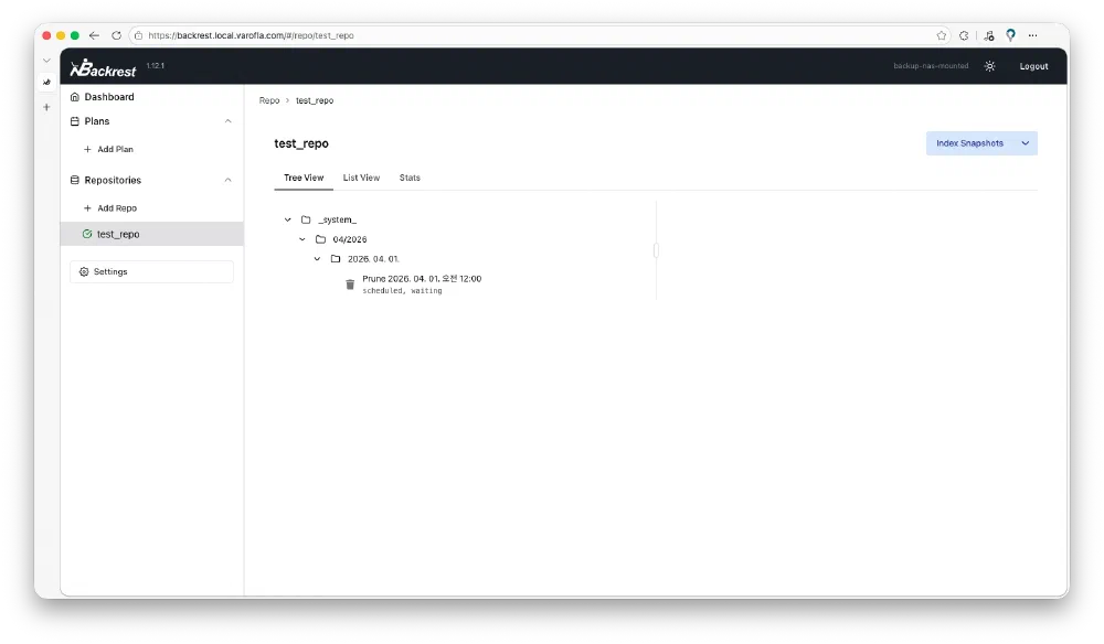 Backrest Repository 설정 완료