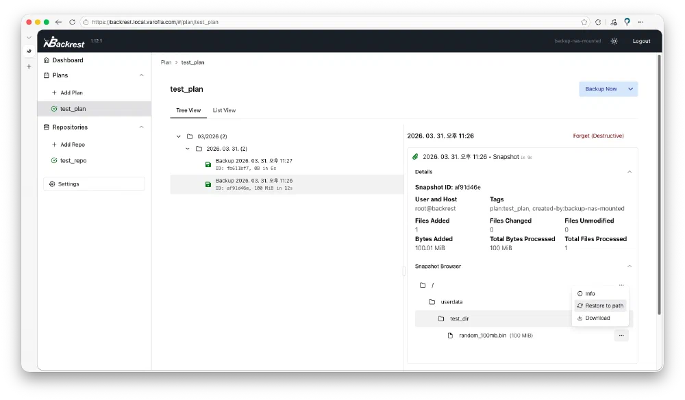 Backrest 복원 테스트 2