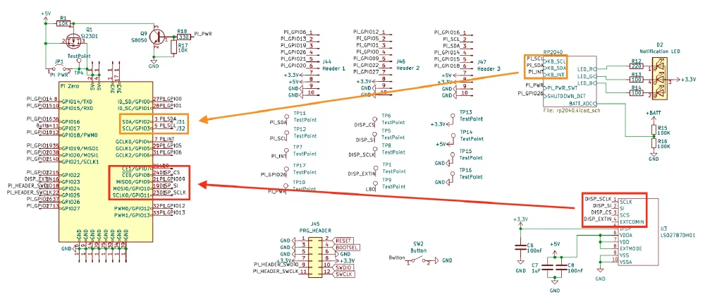 SQFMI - Beepy Schematic 중 일부 [[링크]](https://beepy.sqfmi.com/docs/hardware/schematic)