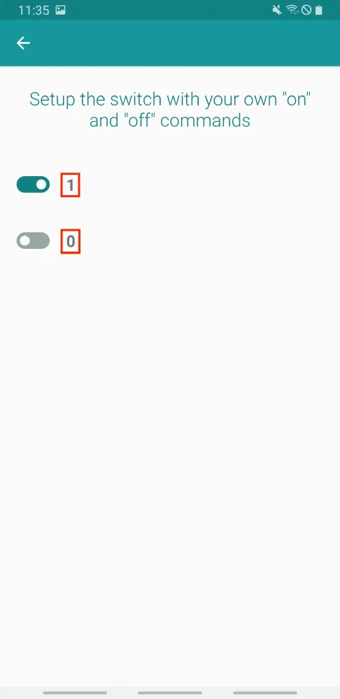 켜졌을 때 1, 꺼졌을 때 0 설정