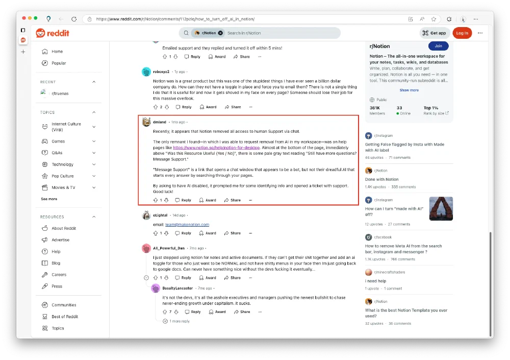 naimmaa - How to turn off AI in notion [[link](https://www.reddit.com/r/Notion/comments/112pzlq/how_to_turn_off_ai_in_notion/)]