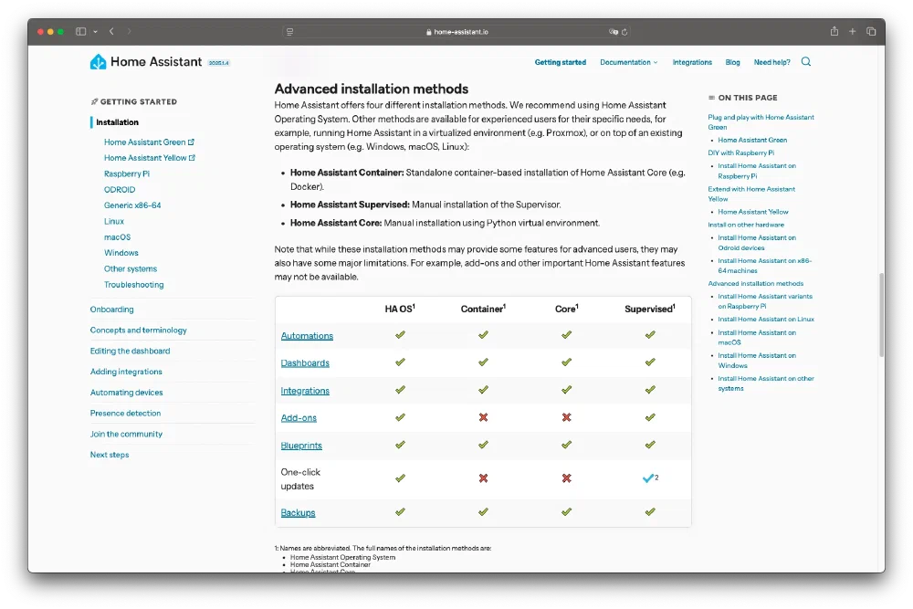 Home Assistant - Installation [[link](https://www.home-assistant.io/installation/)]