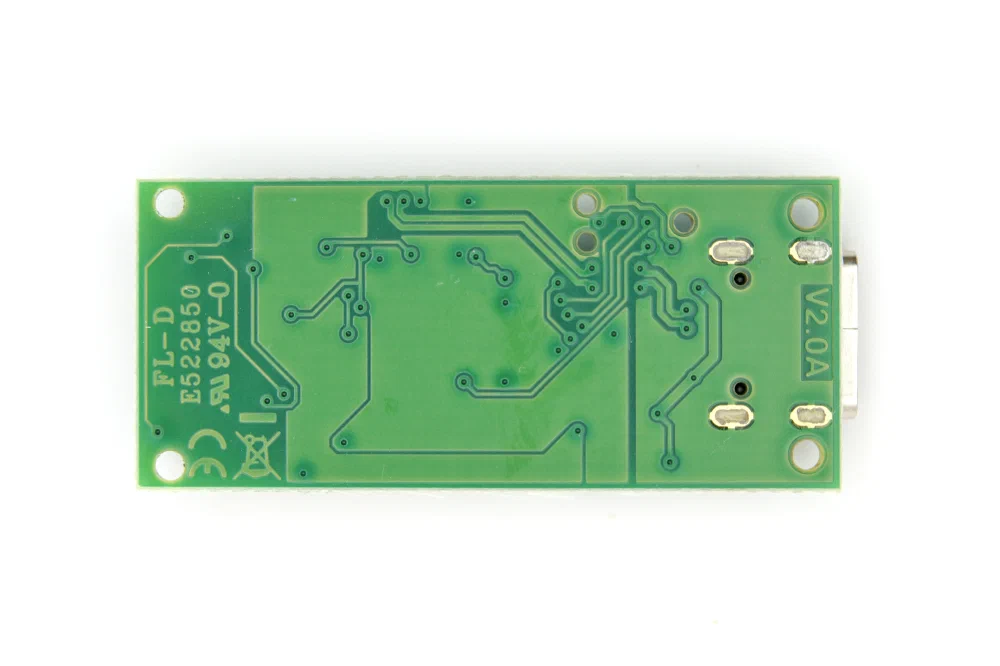 Tag-Connect TC2030 NL 패드가 보이는 J-Link EDU Mini V2 기판 뒷면