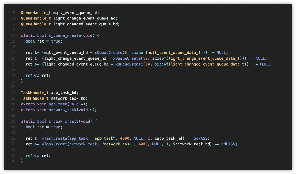 app/app.c 중 일부 - Queue&Task create