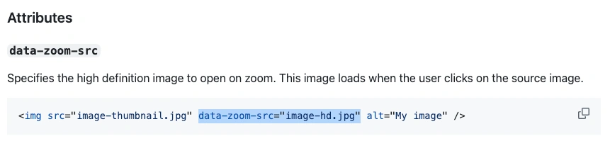 medium-zoom GitHub 리포지토리 README중 일부