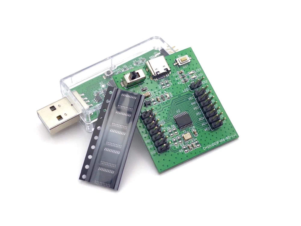 CH32V003F4P6-EVT-R0와 WCH-LinkE, 샘플 MCU 5개