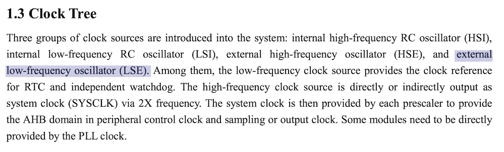 CH32V003 데이터시트 중 클럭 관련 설명