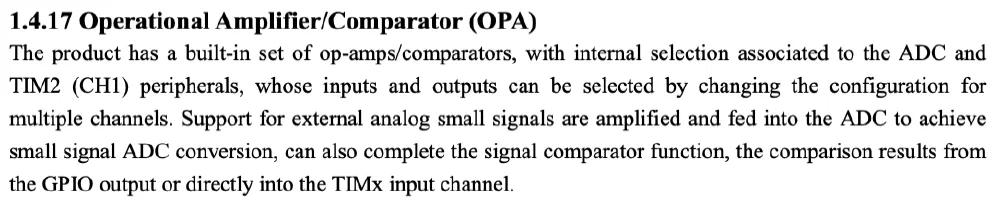 CH32V003 데이터시트 중 OP-Amp